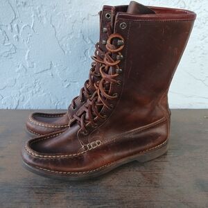 Polo Sport Ralph Lauren Leather Boots Brown Lace Up 8.5 B Moc Toe 90s Vtg Hike